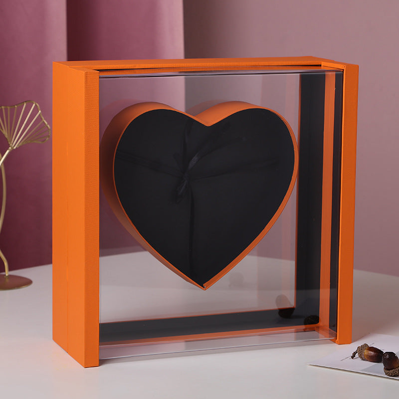 Coffret cadeau transparent en acrylique avec motif ange et cœur