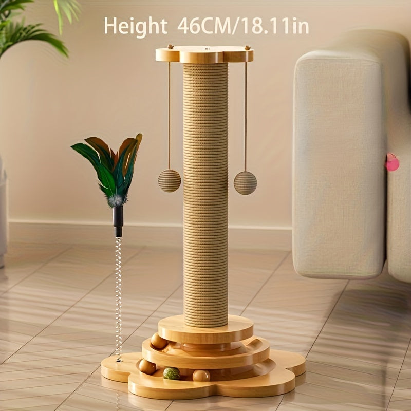 Griffoir interactif pour chat avec plateforme rotative avec balle, adapté
