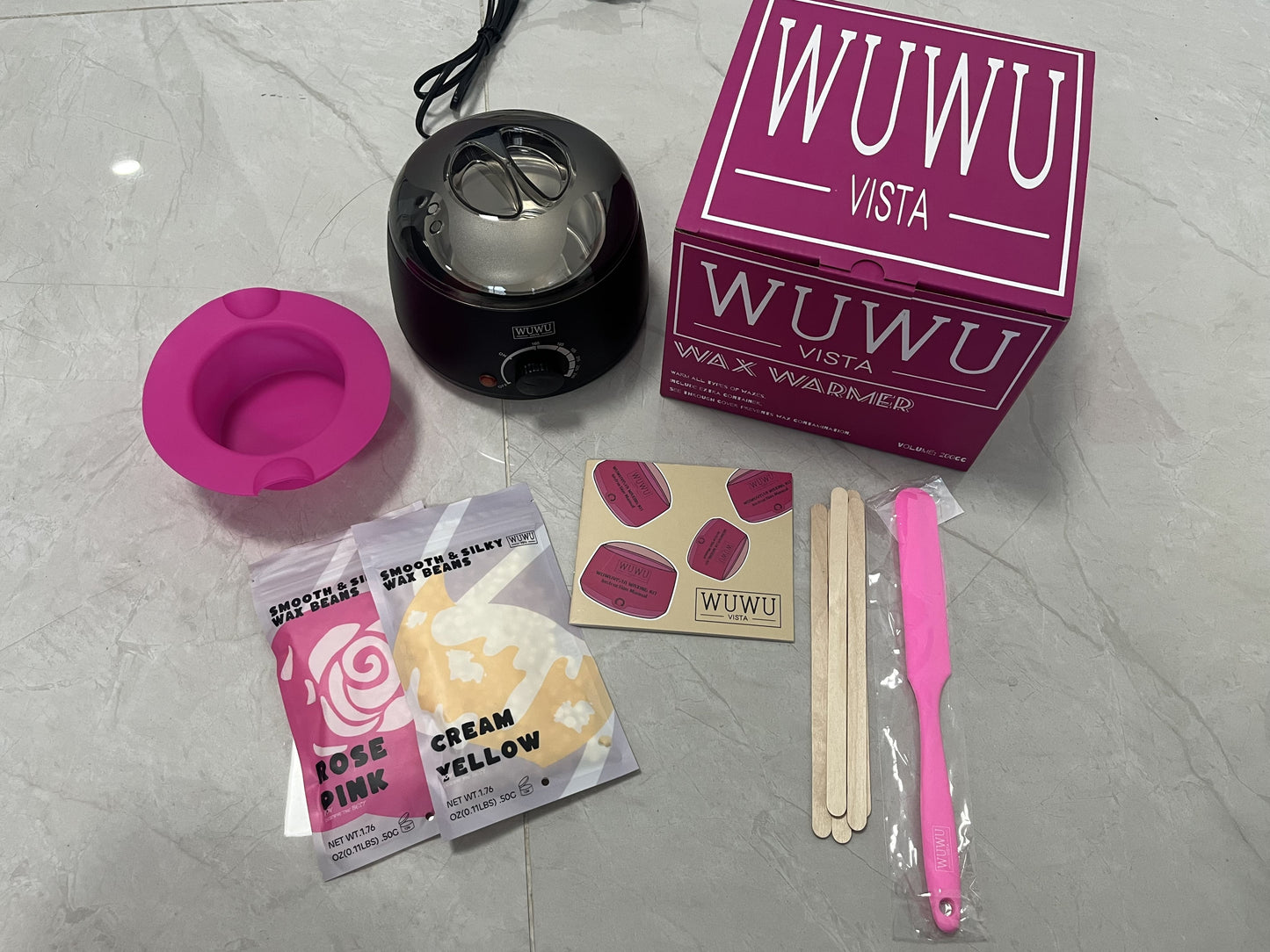 Kit d'épilation à la cire 11 pièces avec chauffe-cire et perles pour visage, et corps