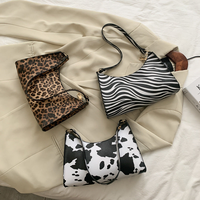 Sac à main de niche à rayures et à pois, imprimé léopard, à la mode, sous le bras