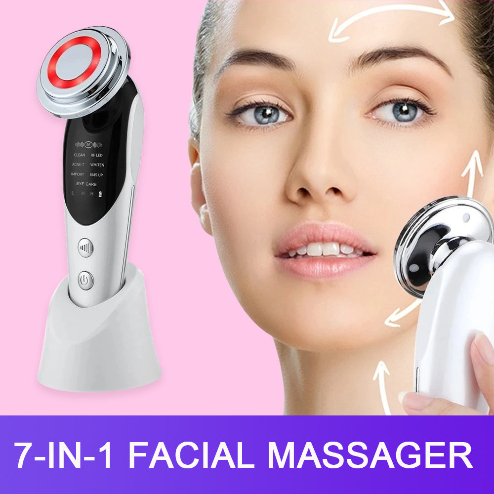 Appareil de massage facial 7 en 1, EMS, micro- purificateur, soins de la peau