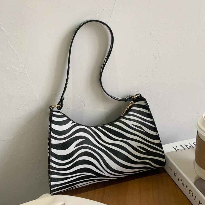 Sac à main de niche à rayures et à pois, imprimé léopard, à la mode, sous le bras
