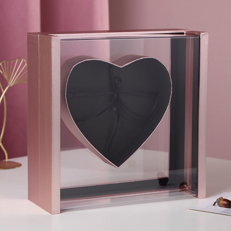 Coffret cadeau transparent en acrylique avec motif ange et cœur