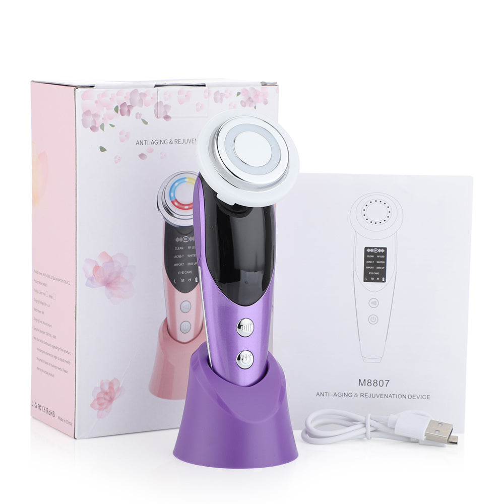 Appareil de massage facial 7 en 1, EMS, micro- purificateur, soins de la peau