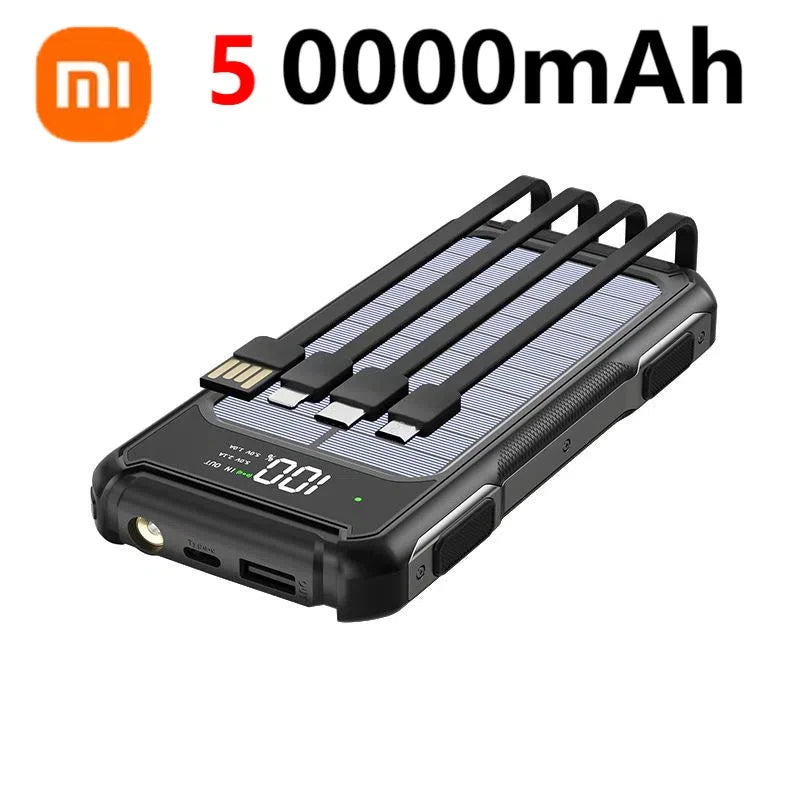 Xiaomi Solar Power Bank 200000mAh Large Capacity 4 In 1 Built in Cable Fastcharge Mobile Power Battery LED Light iPhone Samsung