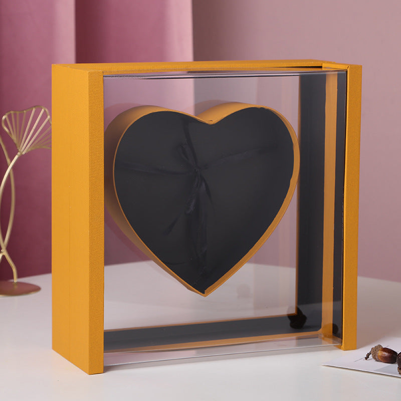 Coffret cadeau transparent en acrylique avec motif ange et cœur