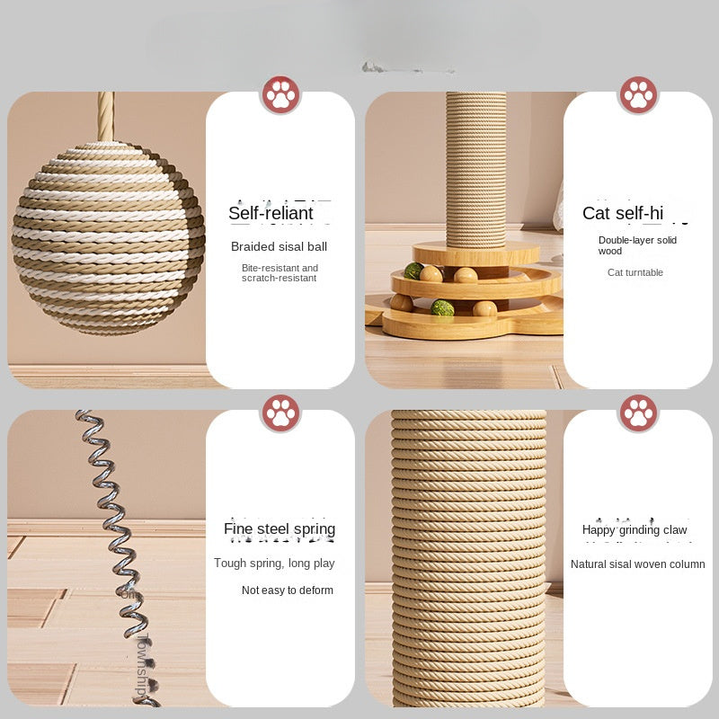 Griffoir interactif pour chat avec plateforme rotative avec balle, adapté