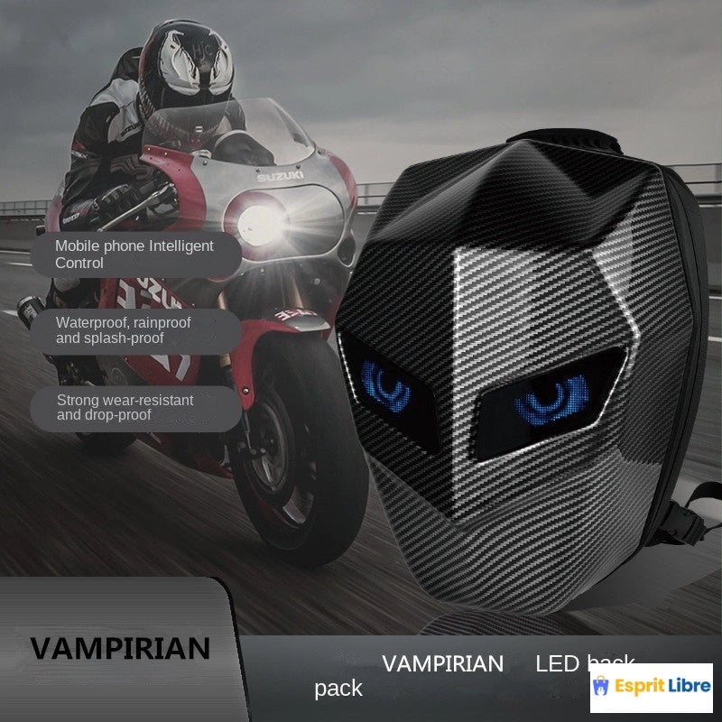 Sac à dos LED pour motard en fibre de carbone Bluetooth