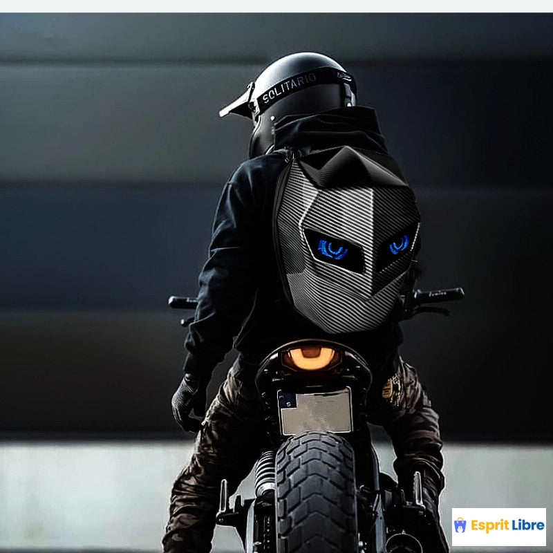 Sac à dos LED pour motard en fibre de carbone Bluetooth