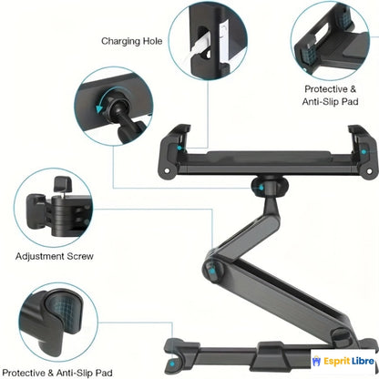 Support tablette voiture, fixation sur appui-tête pour iPad Air Mini et smartphones de 4,7 à 12,9 pouces