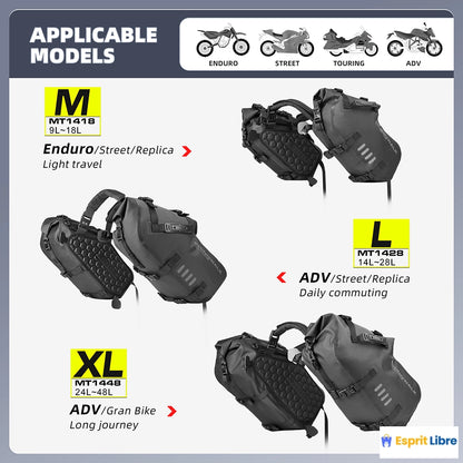 Sac de moto étanche 100% - Capacité 18L/28L/48L