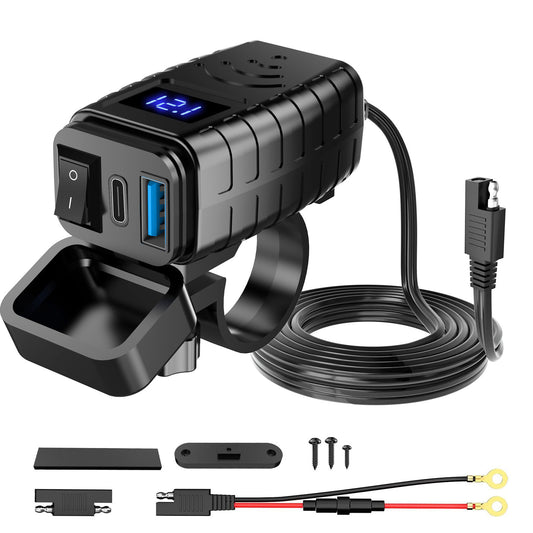 Chargeur de téléphone portable pour voiture et moto avec écran numérique