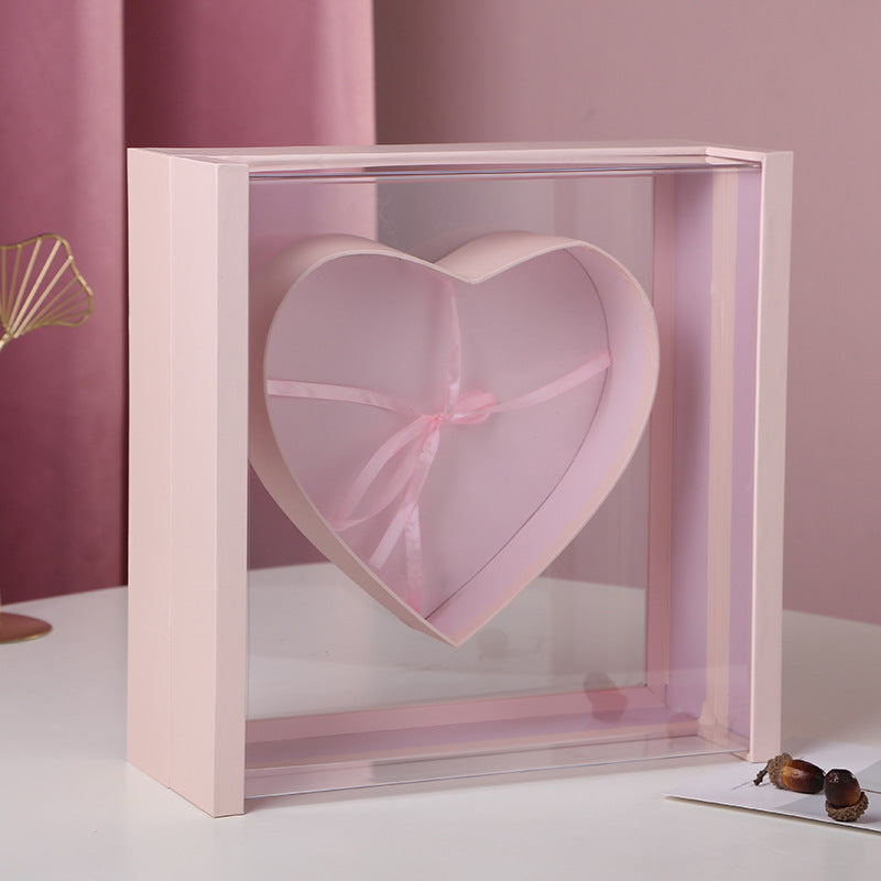 Coffret cadeau transparent en acrylique avec motif ange et cœur