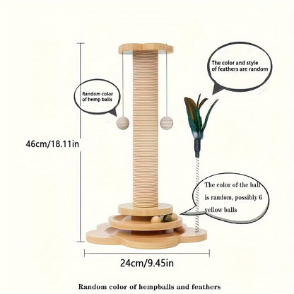 Griffoir interactif pour chat avec plateforme rotative  avec balle, adapté