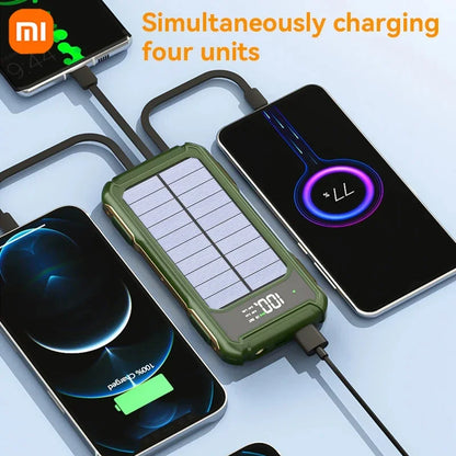 Xiaomi Solar Power Bank 200000mAh Large Capacity 4 In 1 Built in Cable Fastcharge Mobile Power Battery LED Light iPhone Samsung