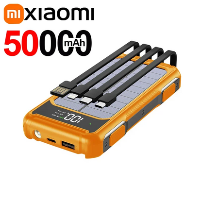 Xiaomi Solar Power Bank 200000mAh Large Capacity 4 In 1 Built in Cable Fastcharge Mobile Power Battery LED Light iPhone Samsung